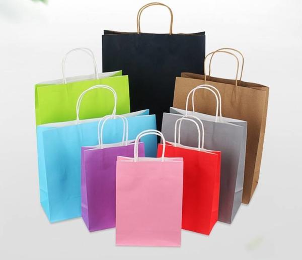 Custom Logo Paper Kraft Shopping Bag Embossing With Handle