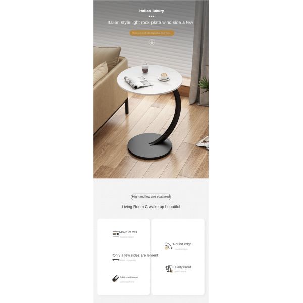 OEM Nordic Sofa Side Table Light Luxury Living Room Home Small Coffee Corner Table Simple Modern Bedside Round Table