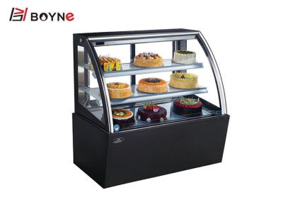 Mostra do refrigerador da exposição do bolo da parte superior contrária da curva da elegância de 2 prateleiras com base de mármore