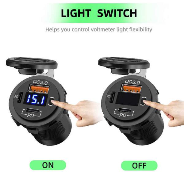 Dual PD+QC3.0 12V/24V Triple Port Car Charger Fast Car USB Charger For Phone