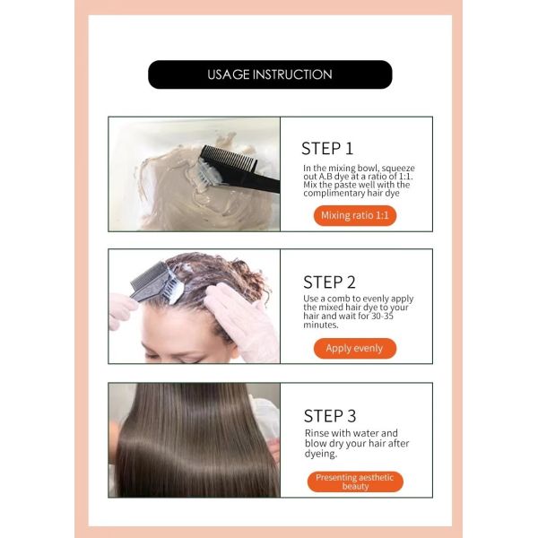 100ml*2 Permanent Hair Dye Set Herbal Formula Harmless Non Irritating for Home OEM Hair Color Manufacturer Supply