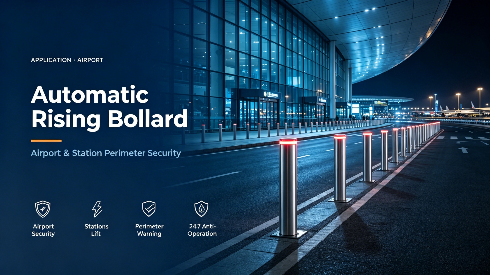 Impact Resistant Rising Security Bollards Ideal for Preventing Unauthorized Vehicle Entry and Securing Sensitive Areas