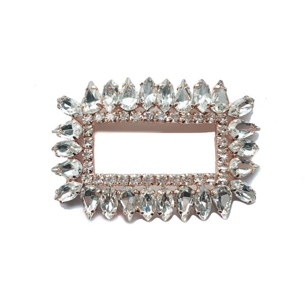 Rectangle Style Crystal Shoe Buckles Outer Diameter 6.2cm*4.1cm