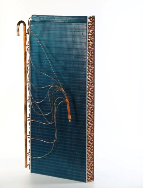 Customized Copper Evaporator Coil Heat Exchanger with 1.4~2.0mm Fin Space and 21*12.7mm Hole Pitch