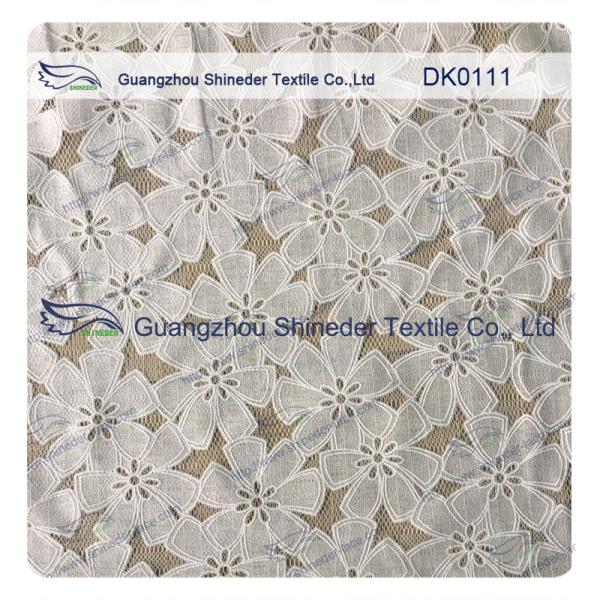 Simple pattern style Cotton & Poly Burned out Lace Fabric  use for garment