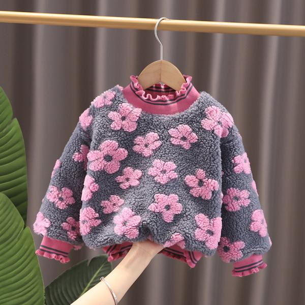 140cm 55in Winter Children'S Clothing Yellow Sweater With Embroidered Flowers For Girls