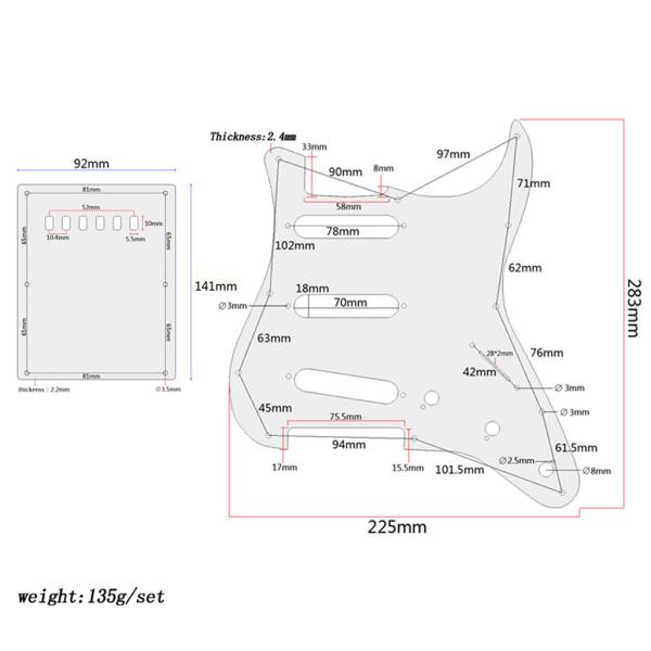 3Ply Blue Black Pickguard Scratch Plate SSS PVC Back Plate & Screws For ST Style Strat Части аксессуаров для электрической гитары