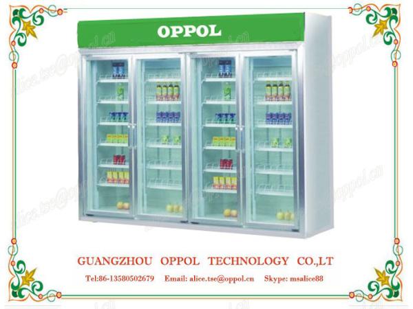 OP-1101 Automatic Defrost Air Cooling Supermarket 4 Doors Commercial Refrigerator