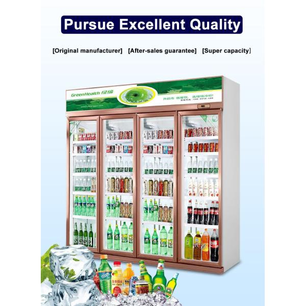 Luxury Style Upright Fridge Commercial Display Cooler Champagne