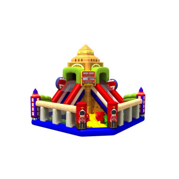 Fun Double High Dry Slide Inflatable Bunce Castle With PVC Material England Style