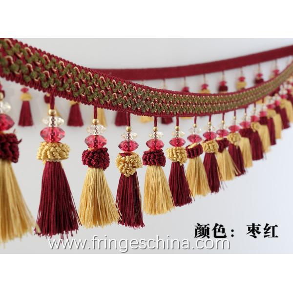 Handmade fashionable chain beads lace tassels fringes for curtain/sofa/pillow/stage decoration