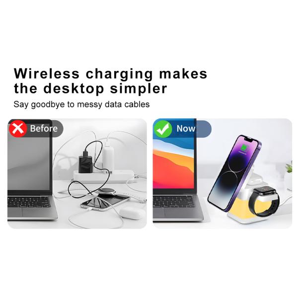 Магнитное беспроводное зарядное устройство USB C порт складной дизайн 4 в 1 зарядный узел