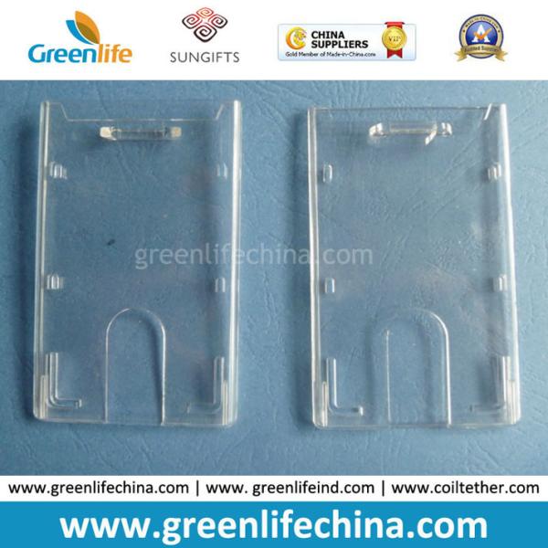 Clear Vinyl Rigid Vertical ID Badge Pocket Credit Card Holder