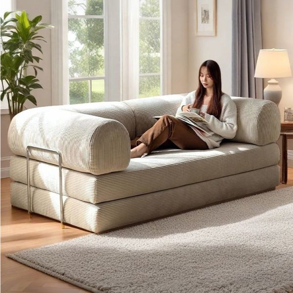 MOYI Modular Nordic Orange Lounge Frameless Sofa Bed Compressible Foam Sponge Sofa
