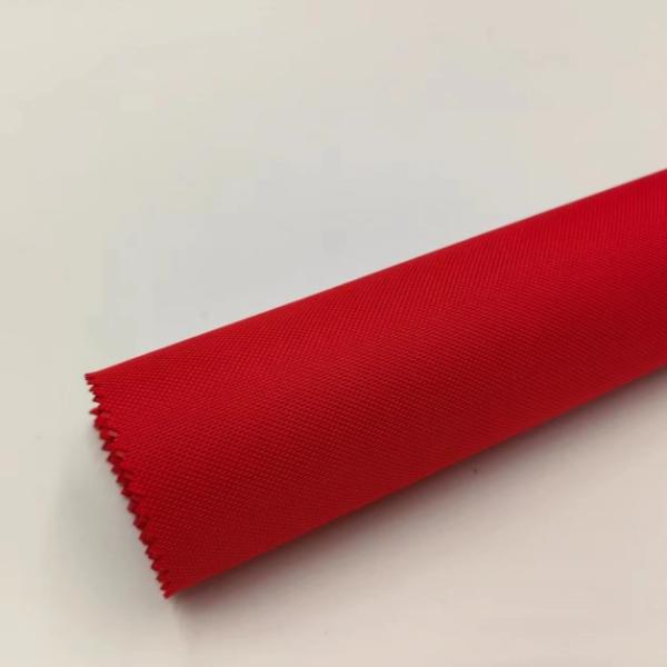 Red RPET Fabric 600D Polyester 58/60 Plain PVC Coating Fabric For Garment