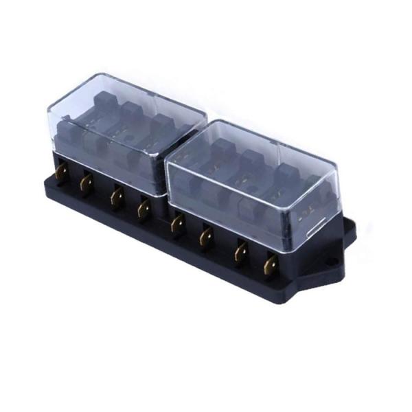 PA66 6.3mm Auto Fuse Block 8 Way Waterproof Blade Fuse Holder For RV