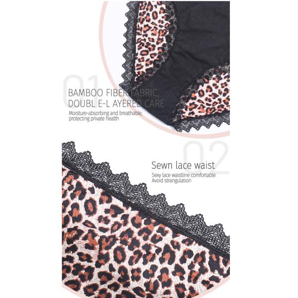 Leopard Breathable Period Panties Underwear Girl Sexy Lace Leakproof 4 Layers