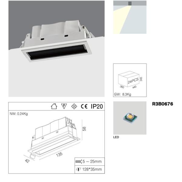 5 head Iguuzini 10.5W Linear Wall Washer , High CRI Led Recessed Downlight