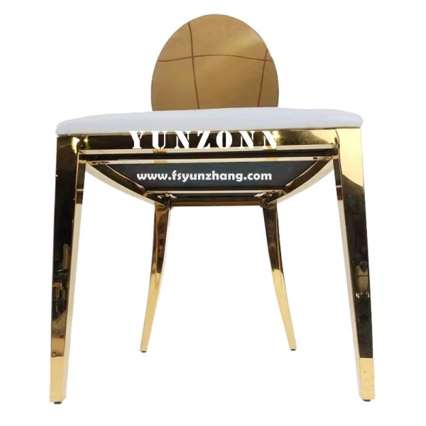 PU Seat O-Round Back Mirror Gold Stainless Steel Wedding Chair Stackable for Outdoor Events and Parties for Apartment Villa