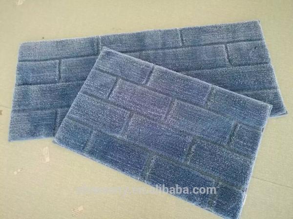 Bricks pattern plain color shaggy bath room mat