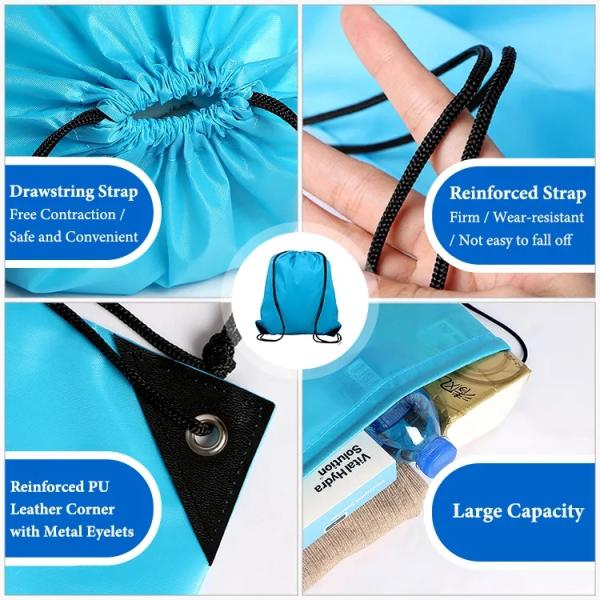 School Bag Trolley Custom Logo Nylon Draw String Backpack with Waterproof Material