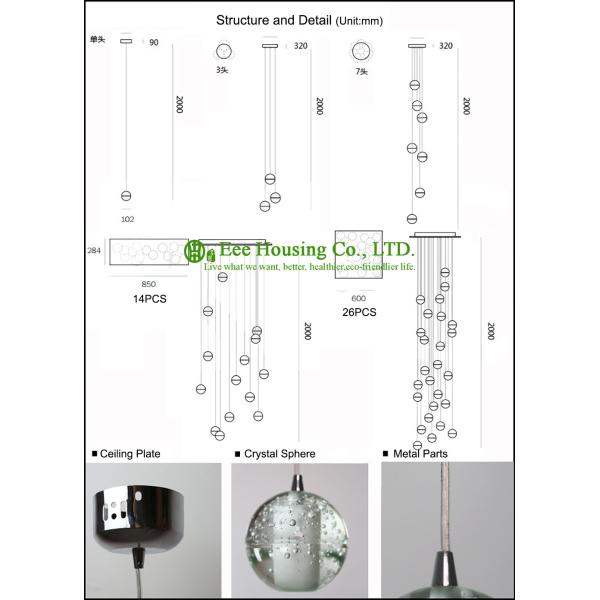 Beautiful Color Crystal Sphere Lamp Led Bulb Lighting Pendant Light