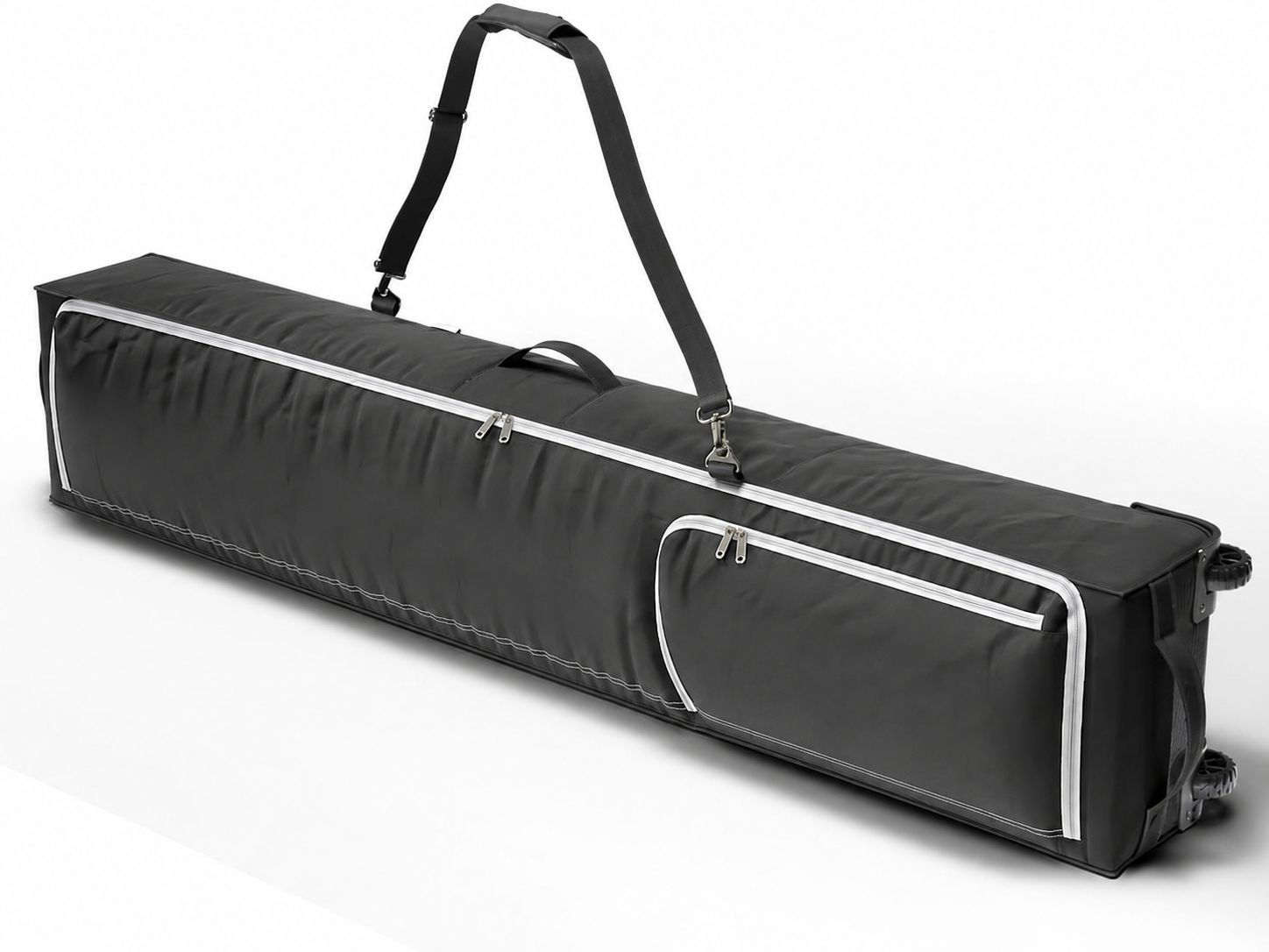 Fully Padded Double Ski Bag with Wheels, Rolling Ski Travel Case for 2 Pairs of Skis, Air Travel, Storage & Winter Sports