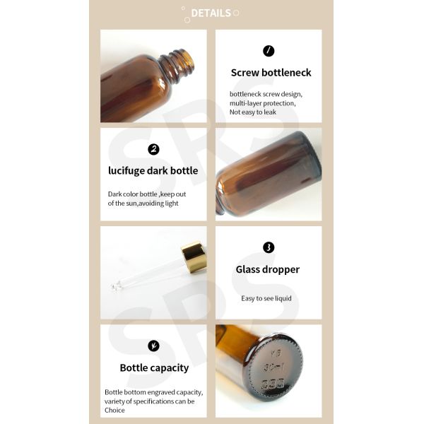 Glass Bottle with Tamper Evident Cap Amber Glass Dropper Bottle with Tamper Evident Cap Dropper Bottle for Essential Oil