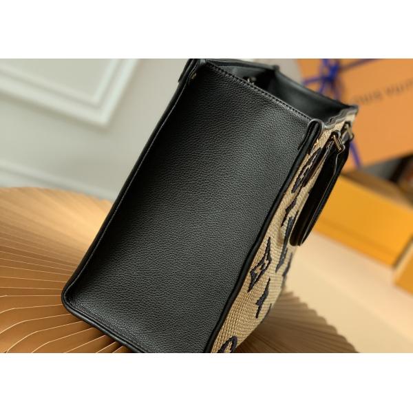 M57723 Monogram Raffia Woven And Monogram Giant Embroider LV Letters Tote Handbag