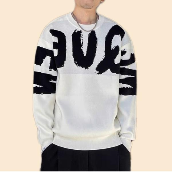 Men's Thickened Sweater in Large Letter Design Perfect for Winter Fashion and Comfort