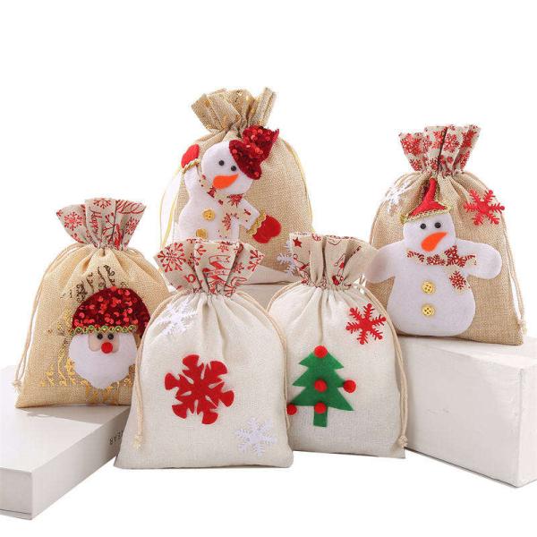 OEM/ODM Accepted Canvas Santa Cookie Bag for Christmas Ship Knitted Burlap Gifts Bags