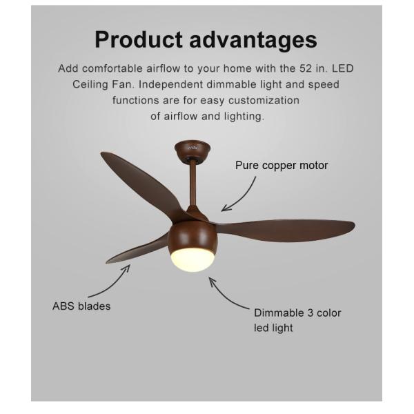 Металлический потолочный вентилятор со световым 3 ABS деревянными лезвиями