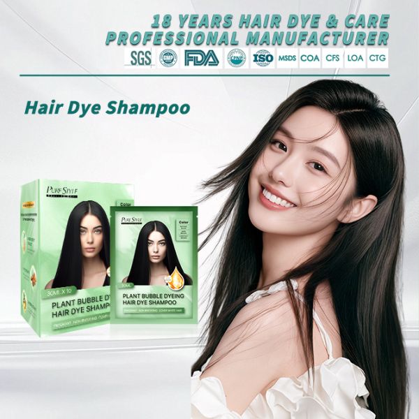 Global Hair Color Manufacturer Supply OEM Bubble Hair Dye Shampoo Herbal Formula Gray Coverage Fast  Dye Hair Coloring Shampoo
