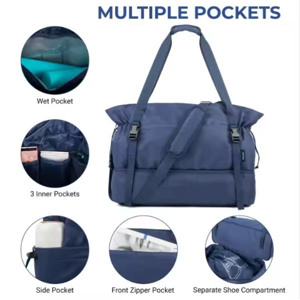 Mochila de viaje para mujeres para viajes, bolso, mochila, con compartimiento para zapatos y bolsillo húmedo, bolsa de estera de yoga, bolsa de fin de semana