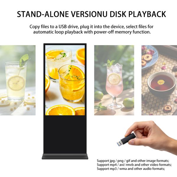 55 Floor Standing Digital Signage Android WiFi Free Standing LCD Advertising Kiosk Vertical Video Display OEM