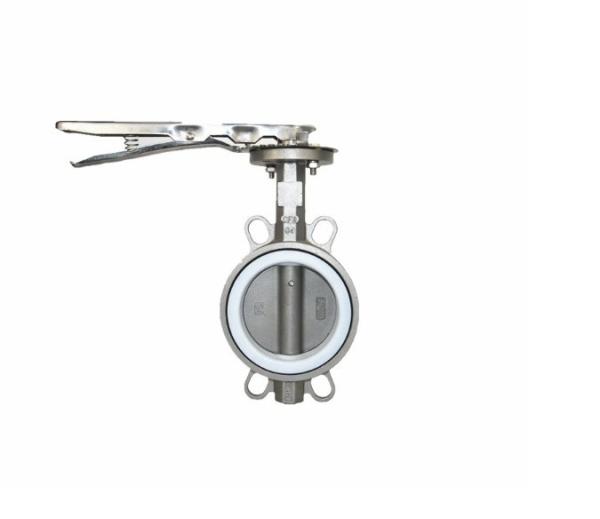Valva de borboleta de aço inoxidável de aço carbono tipo wafer com assento elástico de PTFE EPDM