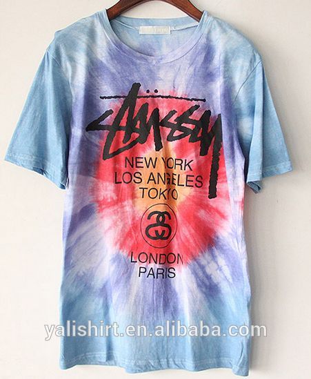 wholesale custom printed fashionable summer nirvana tee shirts tie dye sublimation shirts