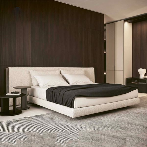 Linen Upholstered Modular Italian Art Design Headboards Queen Frame King Size Modern Luxury Bed