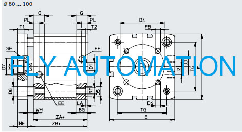 Компактные пневматические цилиндры ADNGF-80-20-P-A 554279 GTIN4052568199043 воздуха
