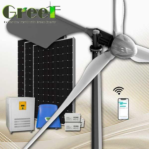 Turbina Eólica Horizontal CA Trifásica Sistema Híbrido Solar Eólico 1KW 3KW 5KW 10KW