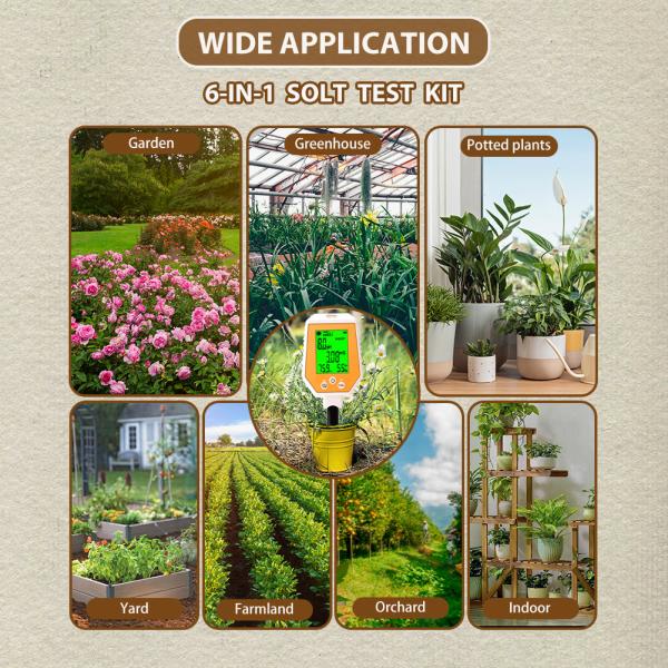 6-in-1 Soil Tester Moisture/PH/EC/Light/Air Humidity/Temp Meter For Gardening Farming