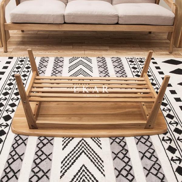 Oval Coffee Table 4 Legs Solid Wood Egyptian Style Living Room Furniture