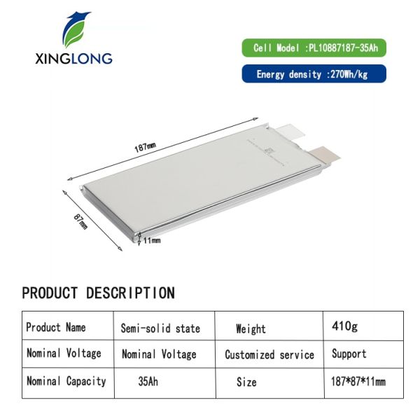 Semi-Solid Li-ion Battery 3.7V 35Ah | OEM/ODM Pouch Cell for High-Speed E-Bike & E-Motorcycle | Rechargeable LiPo Power Pack