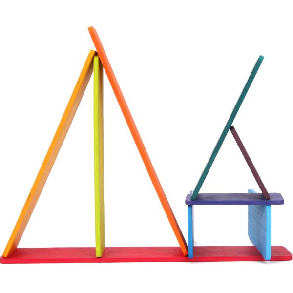 Blocs constitutifs en bois Toy Creative Educational d'arc-en-ciel de Brown 18cm