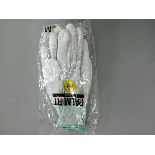 White Nylon Fingertip PU Coated Hand Gloves 20cm 22cm S M L 0.9mm