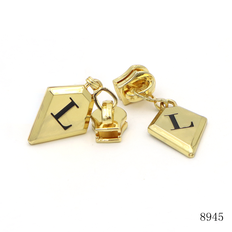 Diamond Shape Metal Zipper Puller Enamel Gold Zipper Pull For Luxury Bags And Accessories