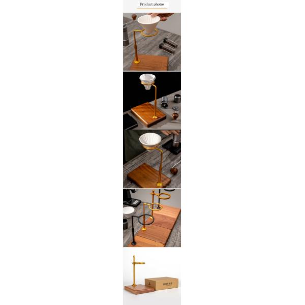 Modern Design Copper Dripper Stand Solid Wood Pour over Coffee Station Set for Home Brewing Tea Making