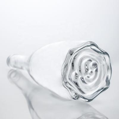 Logotipo personalizado Floral único fundo Super Flint pescoço comprido 750ml garrafa de vidro para cortiça Gin