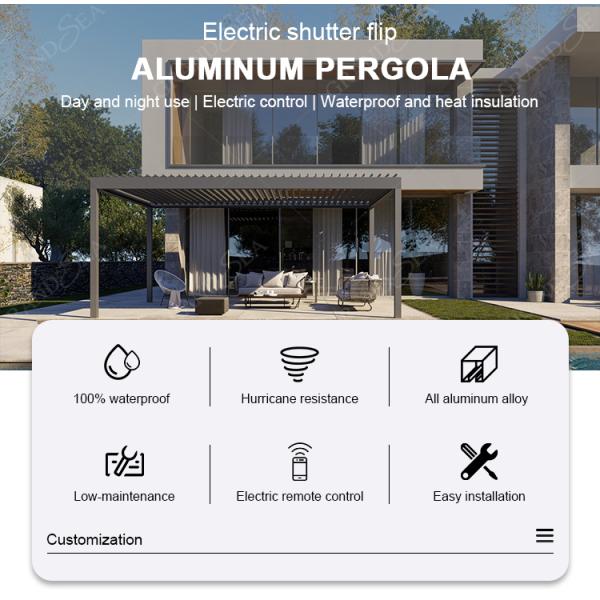 Luxury Patio Automatic Smart Cover Louver Roof System Waterproof Garden Aluminium Outdoor Motorized Pergolas