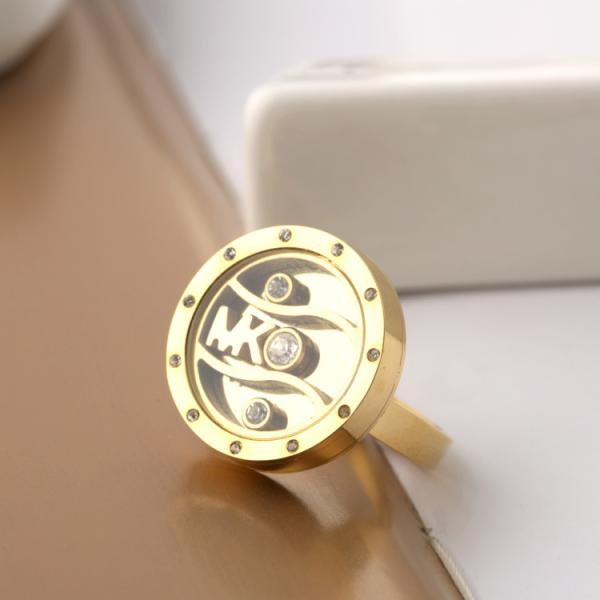 18K Gold Plated  Ring Stainless Steel, Diamond Customized Engraved Couple Ring
